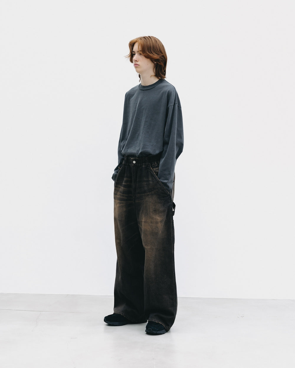 CLESSTE / Vintage Dyed Selvedge Denim Worker Pants  (Vintage Black)
