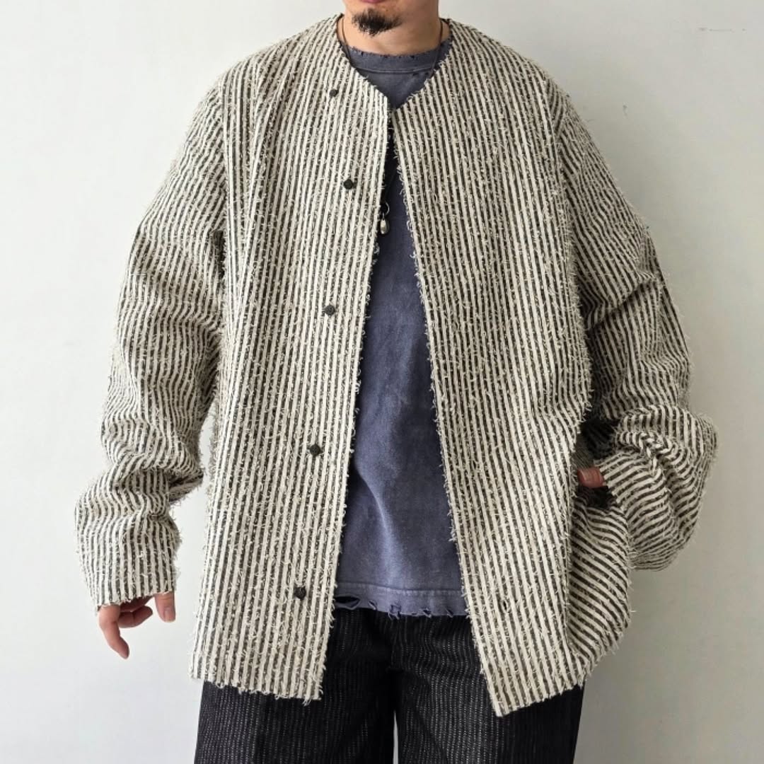 SABY / Sleeping Shirts - Cotton Linen FAB x Needle Work (Stripe)