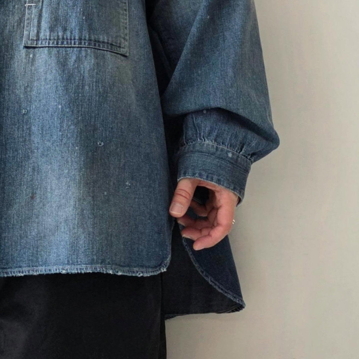 ANCELLM / Denim Band Collar Shirt (Indigo)