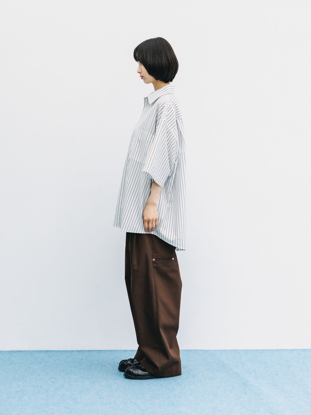 CLESSTE / Thick/Thin Stripe 46G Knit Everyday S/S Shirt (White Stripe)