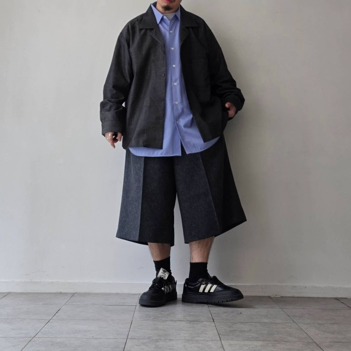 ANCELLM / Wool Hakeme Tailored Shirt (Black)