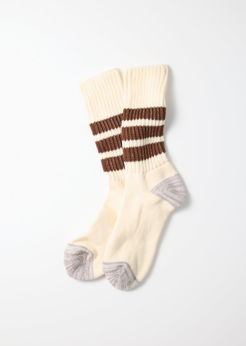 ROTOTO / Coarse Ribbed Oldschool Crew Socks (Brown)