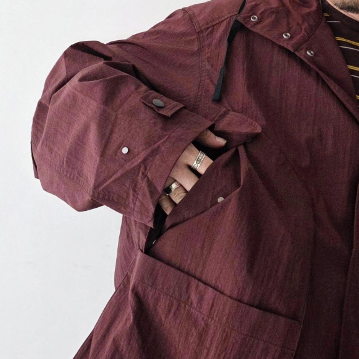 ANCELLM / Wrinkled Nylon Over Hoodie (Marron)