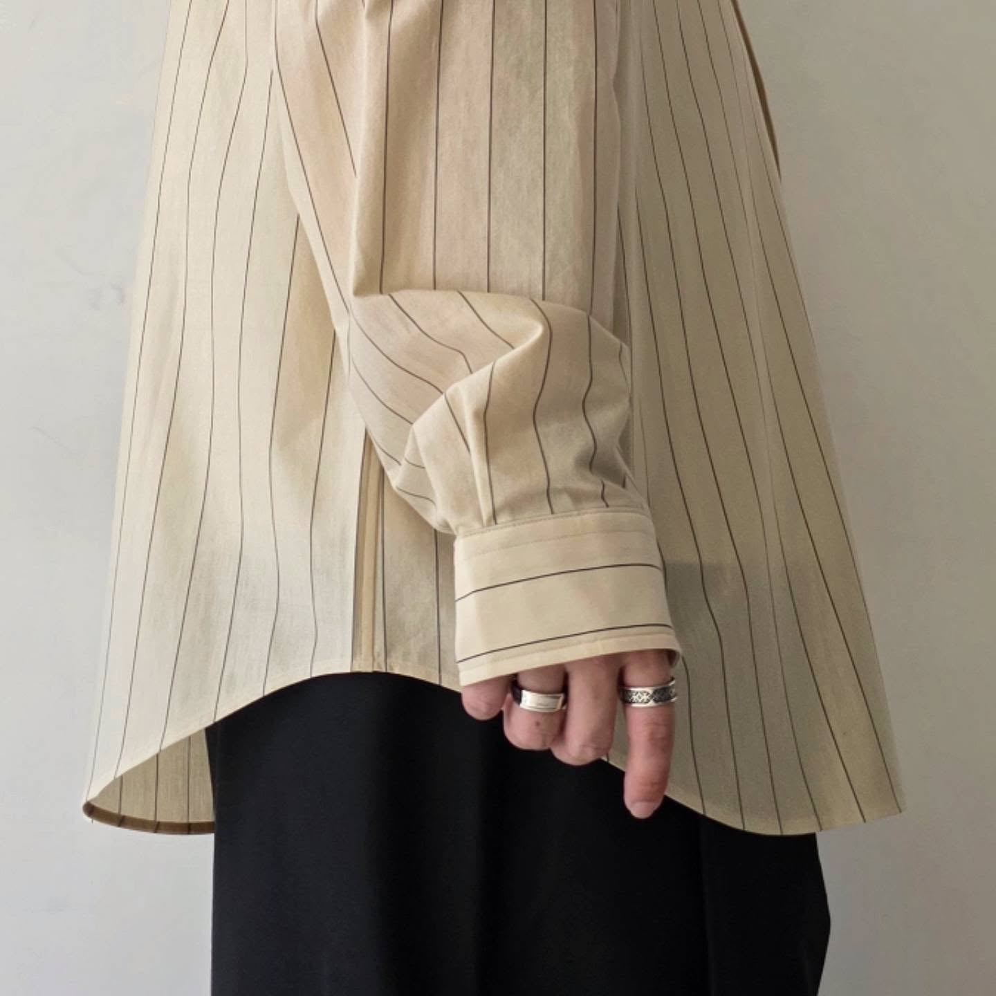 KANEMASA PHIL / 46G Atmosphere Stripe Shirt (Beige Navy)