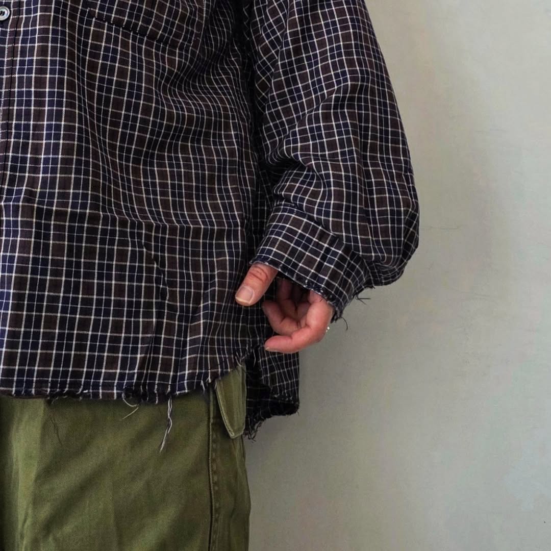 ANCELLM / Nel Check Over Work Shirt (Navy)