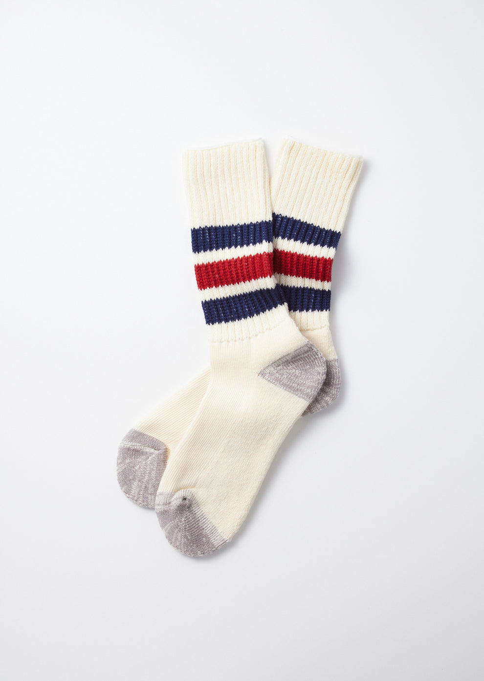 ROTOTO / Coarse Ribbed Oldschool Crew Socks (Navy / D.Red )