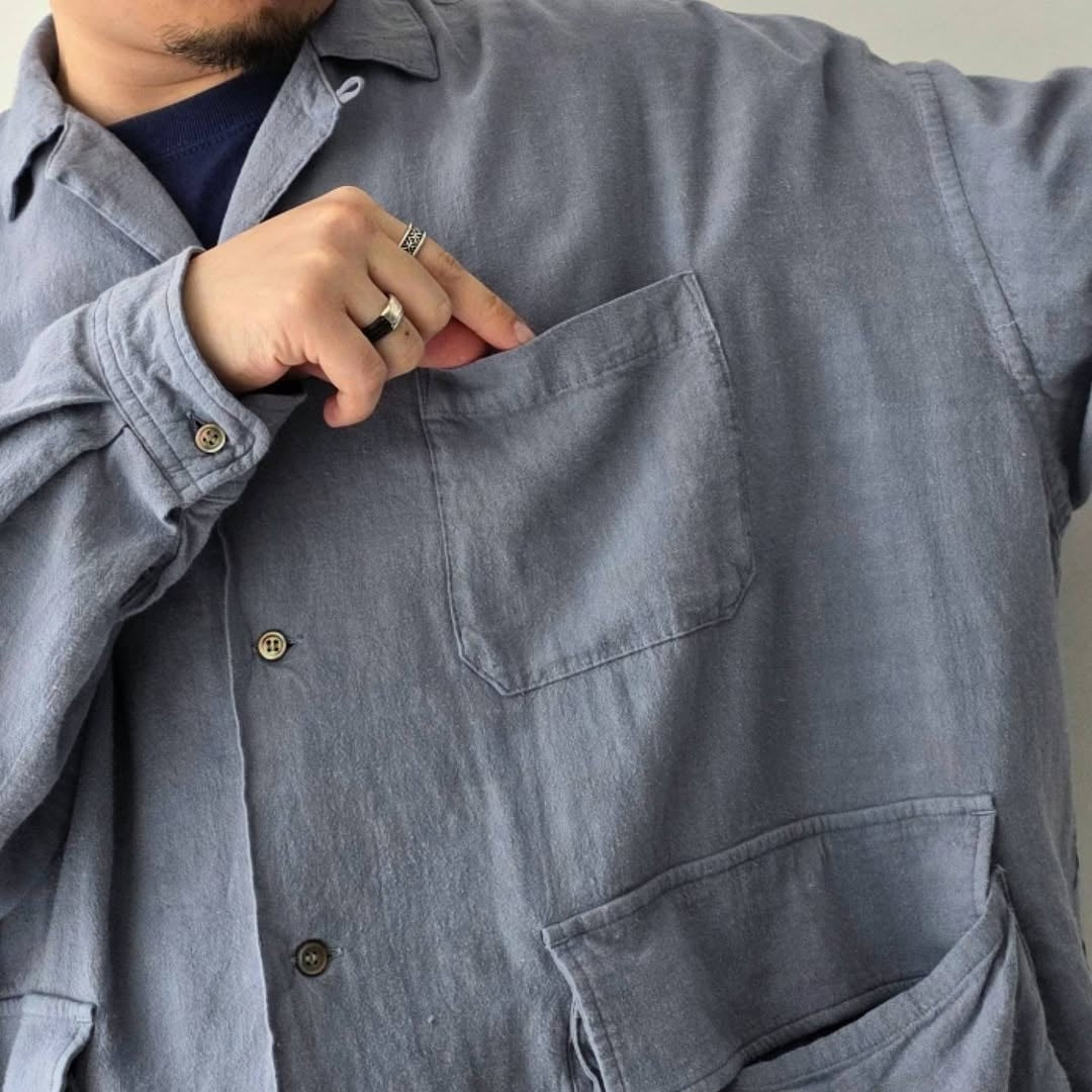 THE JEAN PIERRE / Safari Linen Shirt (Greige Dax)