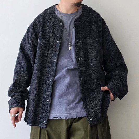 THE JEAN PIERRE / Tweed Baseball Shirt (Black)
