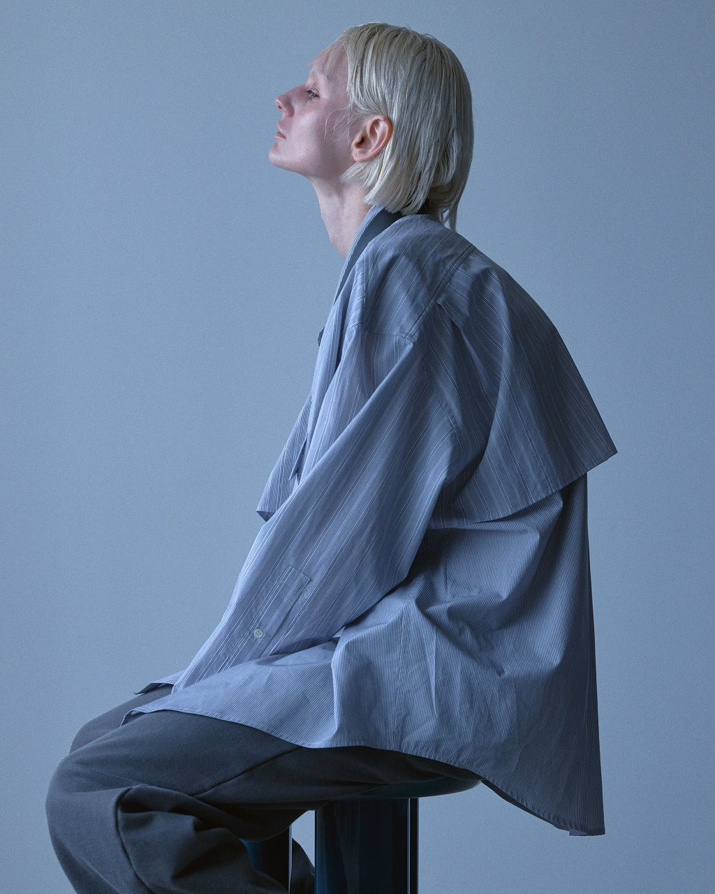 RICH I / Layered Shirt (Gray Stripe)