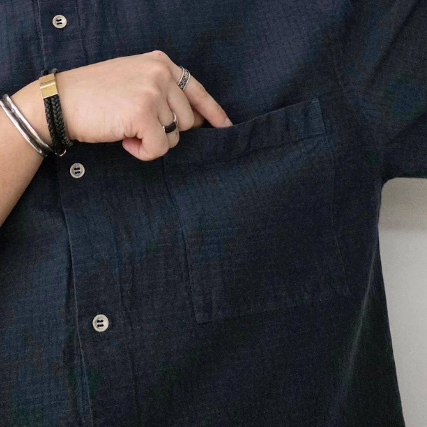 NOMAT / S/S Shirt Silk Cotton Ripstop (Navy)