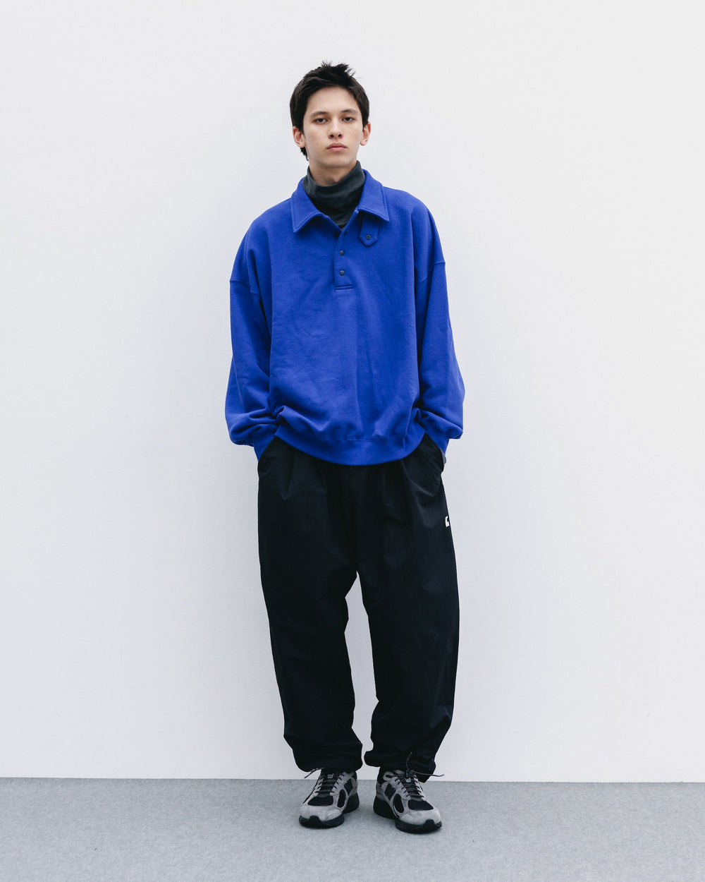 CLESSTE / Half Snap Sweat Shirt (Blue)