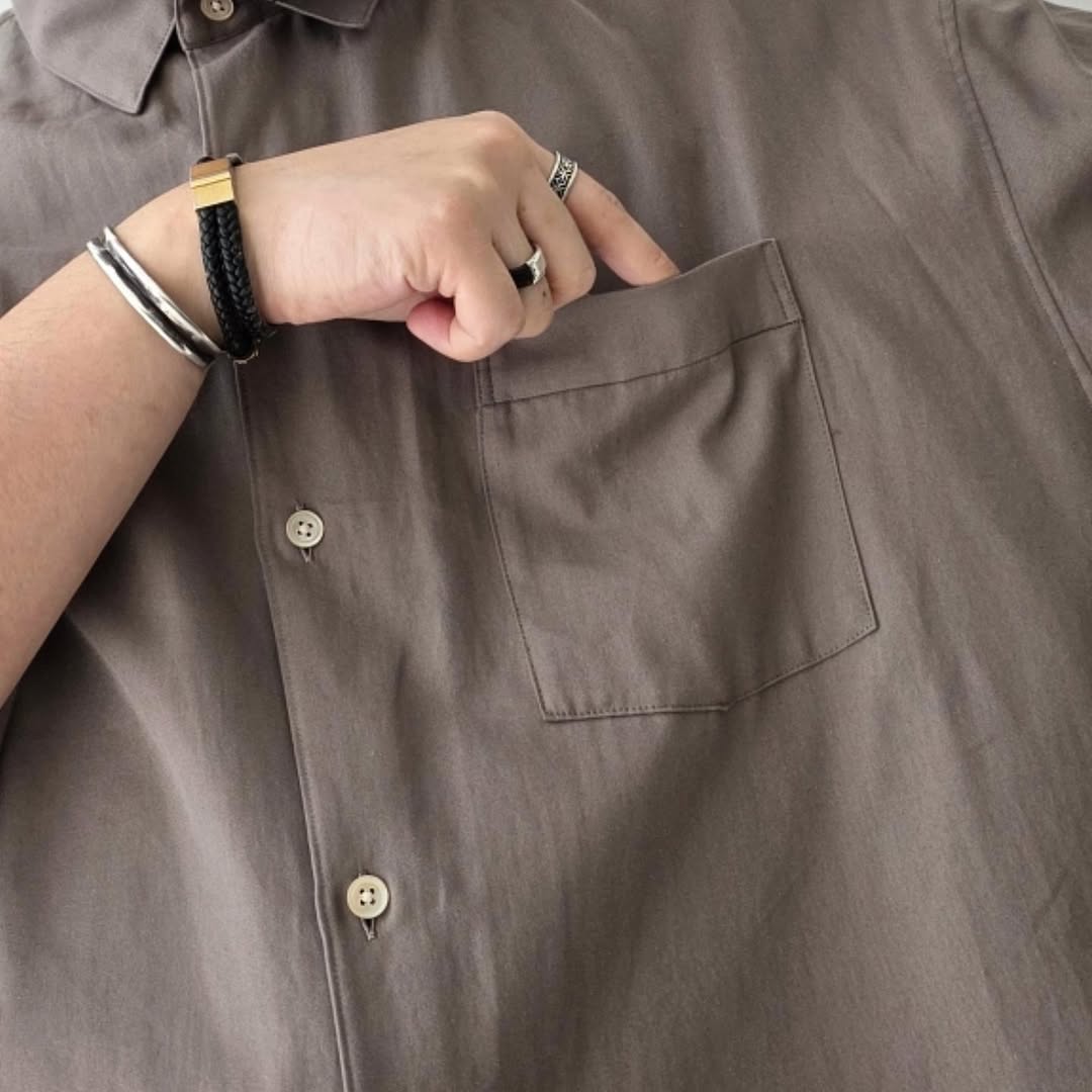 BLANC YM / Soft Oxford Half Shirts (Beige)