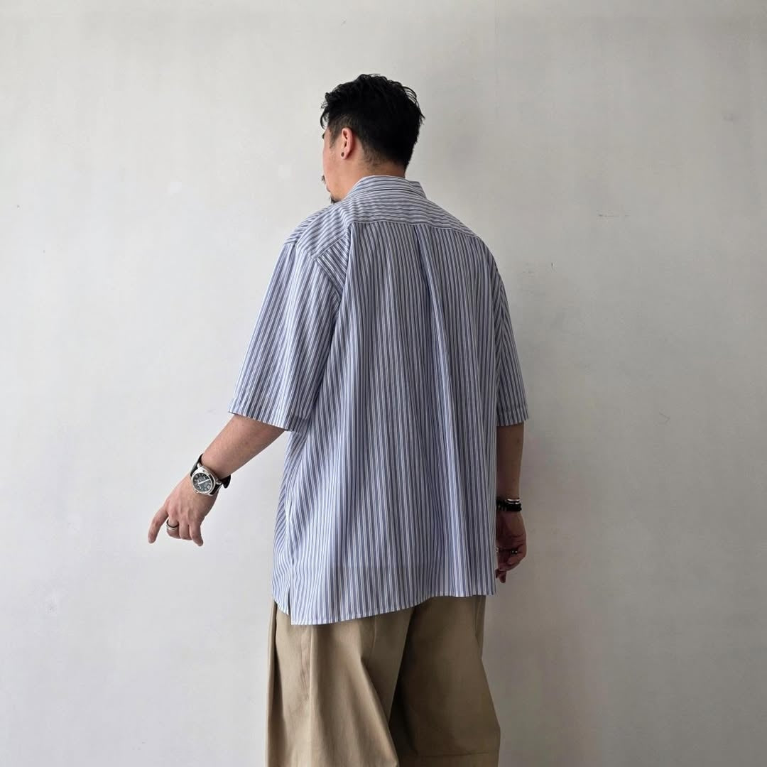 KANEMASA PHIL / 46G Stripe Ether Shirt (Sax Black)