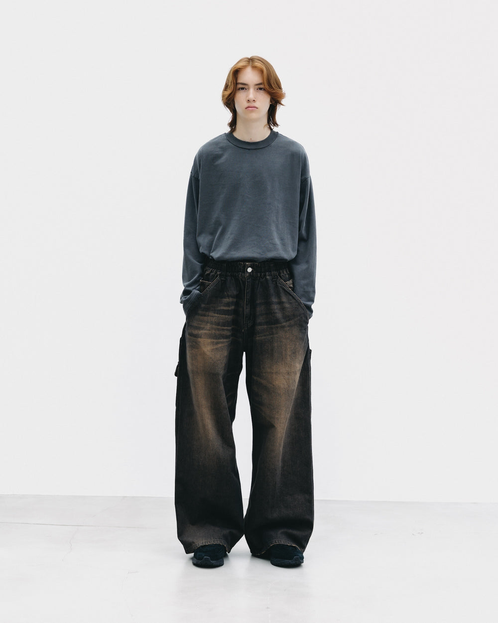 CLESSTE / Vintage Dyed Selvedge Denim Worker Pants  (Vintage Black)