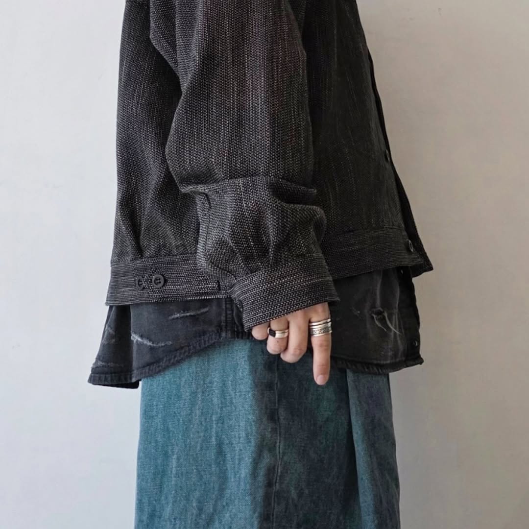 ANCELLM / Melange Wool Work Shirt Blouson (Black)