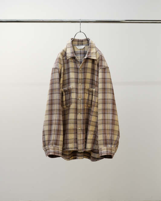 ANCELLM / Nel Check Over Work Shirt (Ivory)