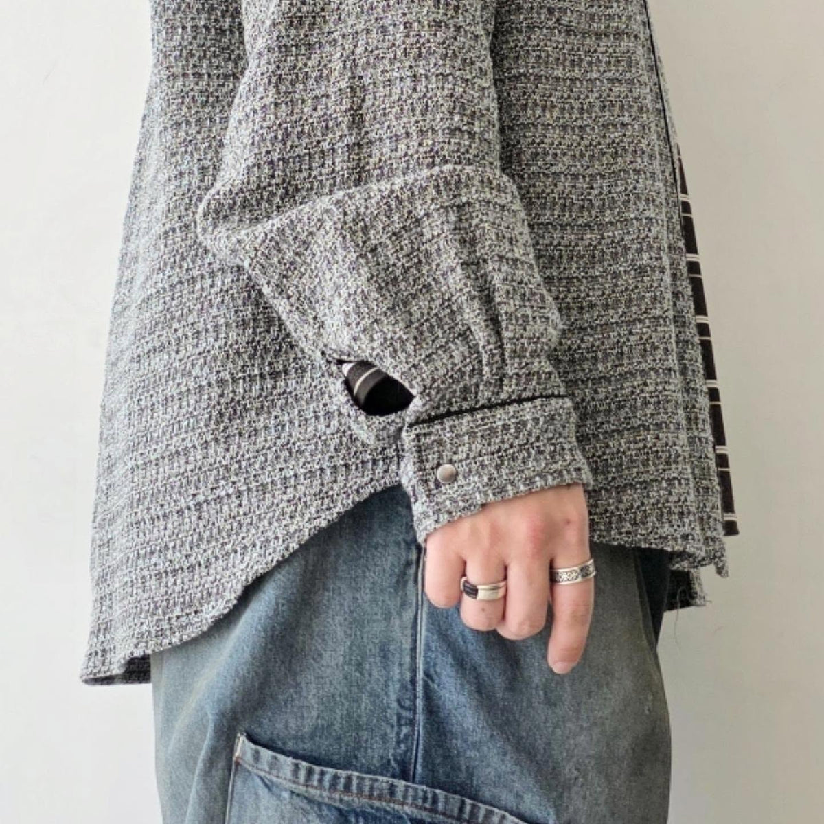 THE JEAN PIERRE / Tweed Baseball Shirt (Grey)