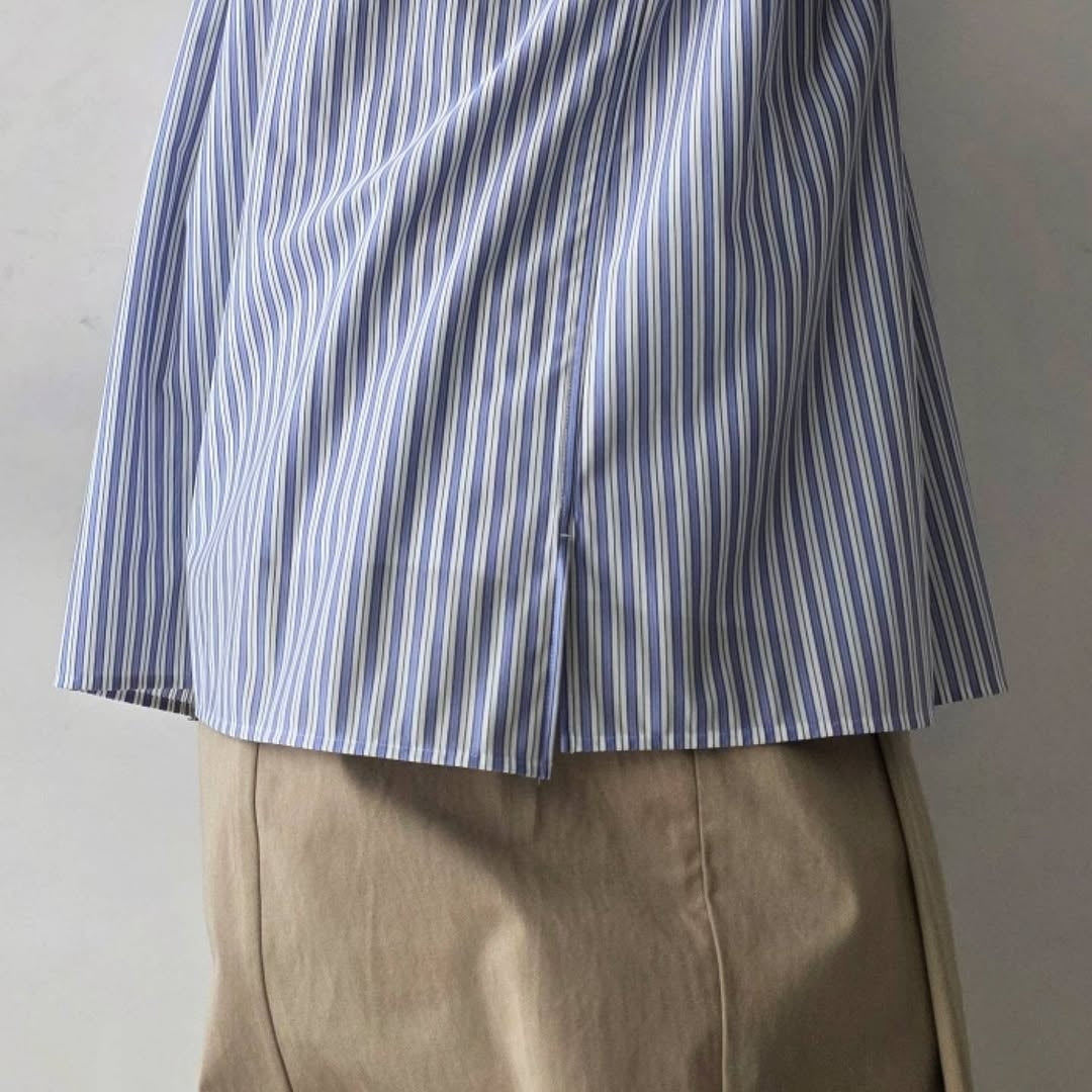 KANEMASA PHIL / 46G Stripe Ether Shirt (Sax Black)