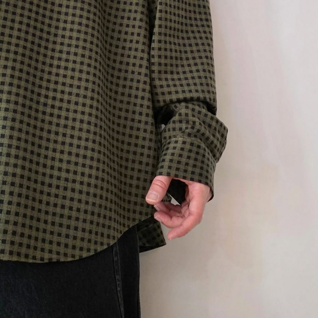 KANEMASA PHIL / 36G Atmosphere Check Shirt (Sterling Green)