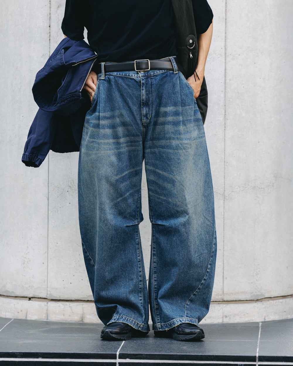 CLESSTE / Vintage Dyed Selvedge Denim Barrel Leg Pants (Vintage Indigo)