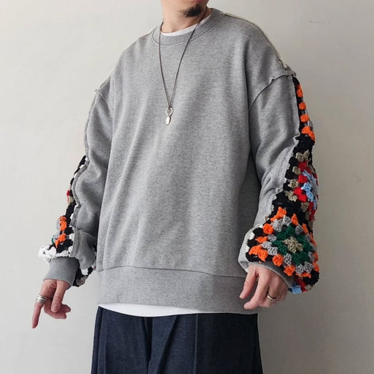 DISCOVERED / Crochet Sleeve Sweat (Gray)