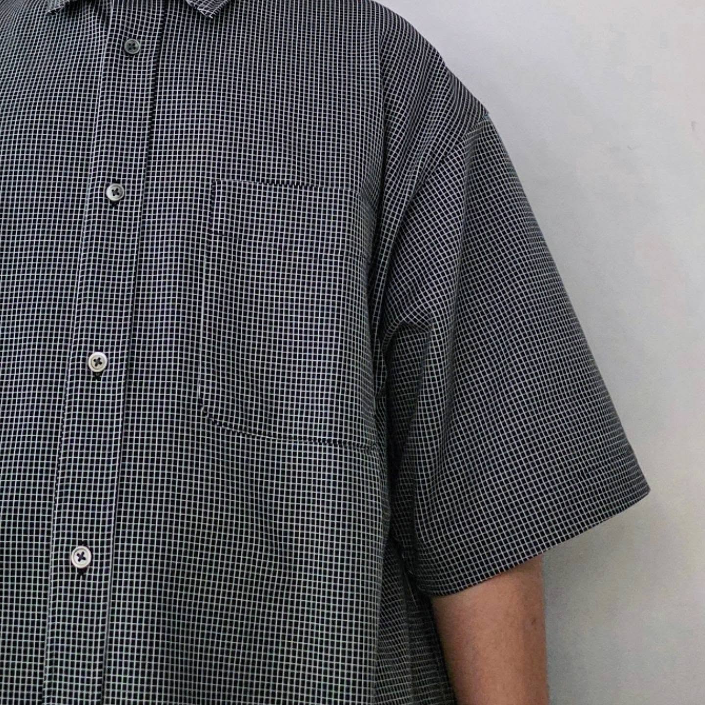 CLESSTE / Mini Grid Check 36G Knit Everyday S/S Shirt (Black x White)