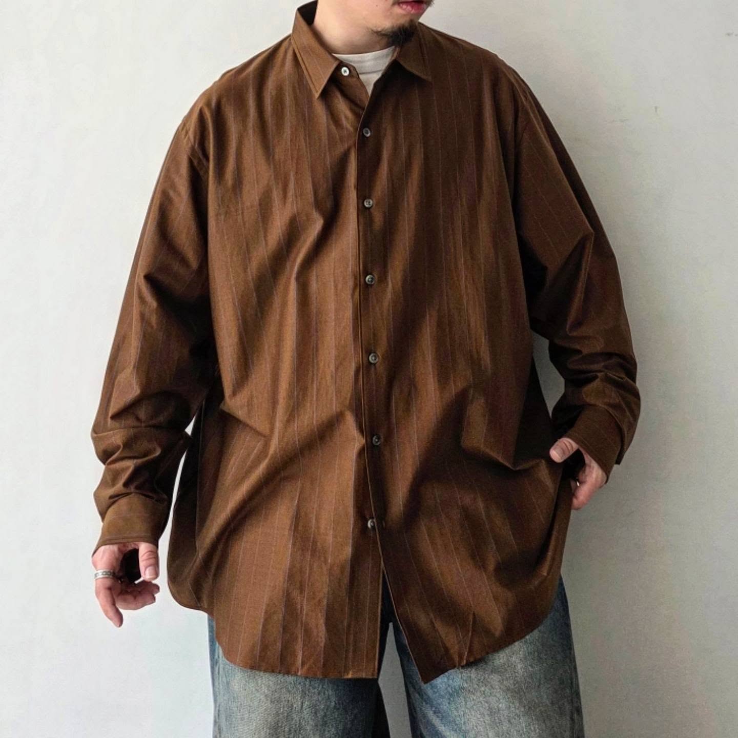 KANEMASA PHIL / 46G Atmosphere Stripe Shirt (Brown Blue)