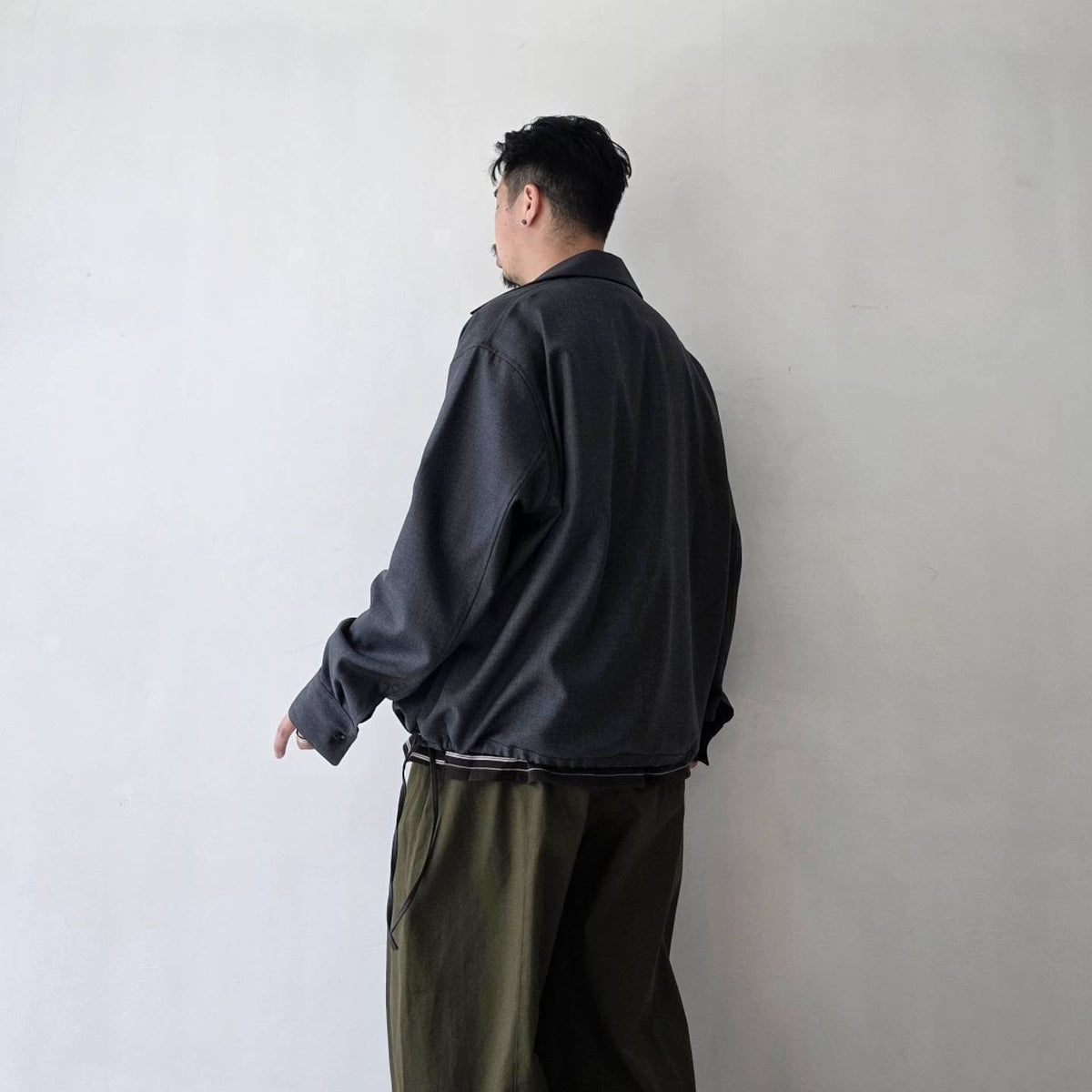 NONNOTTE / Draping Overlap Shirt (Charcoal Top)