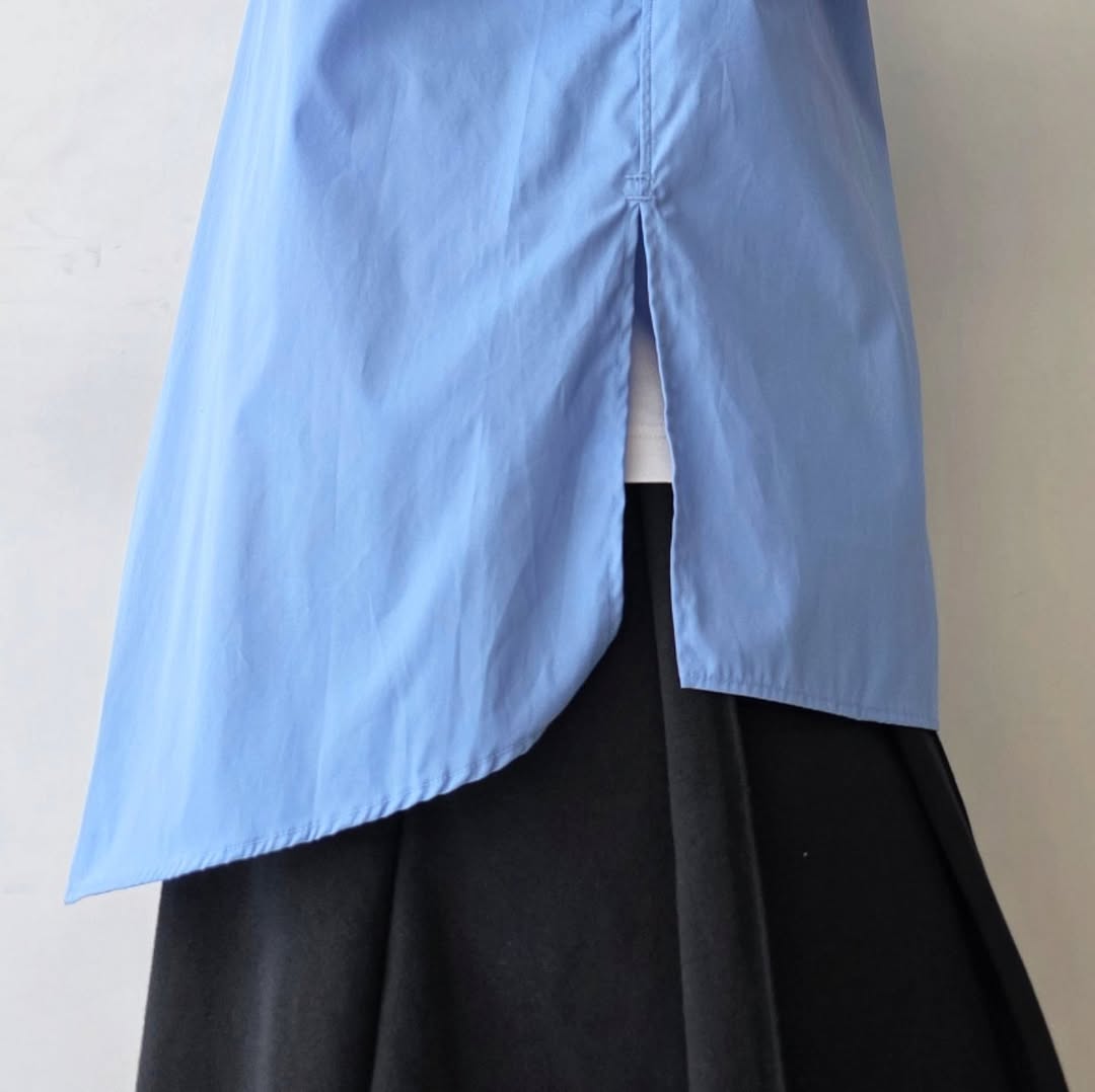 ANCELLM / High-Count Frayed Over Shirt (Blue)