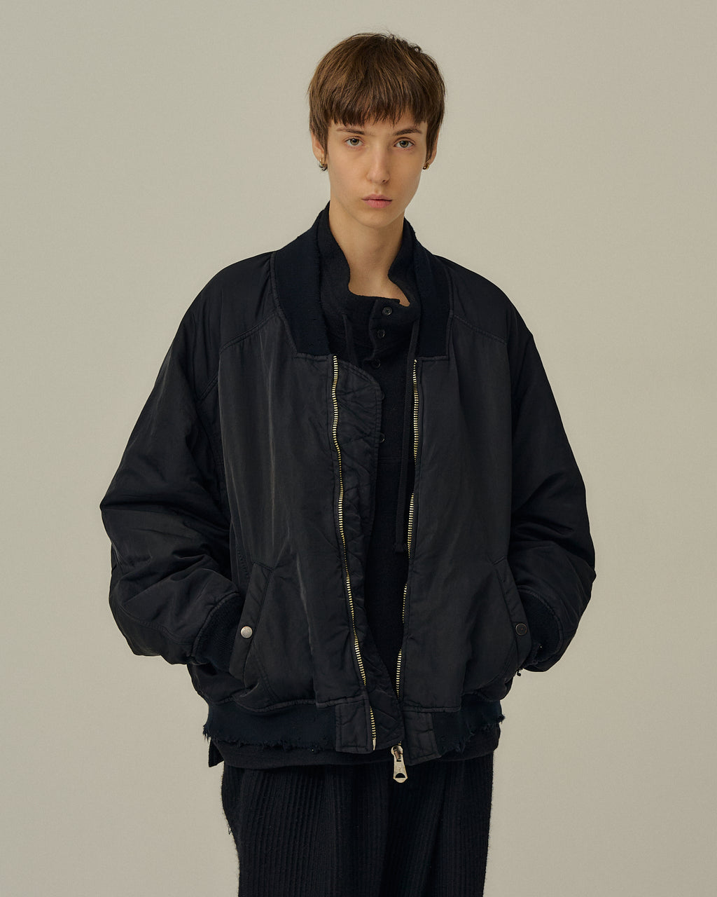 ANCELLM / Faded Bomber Jacket (Black)