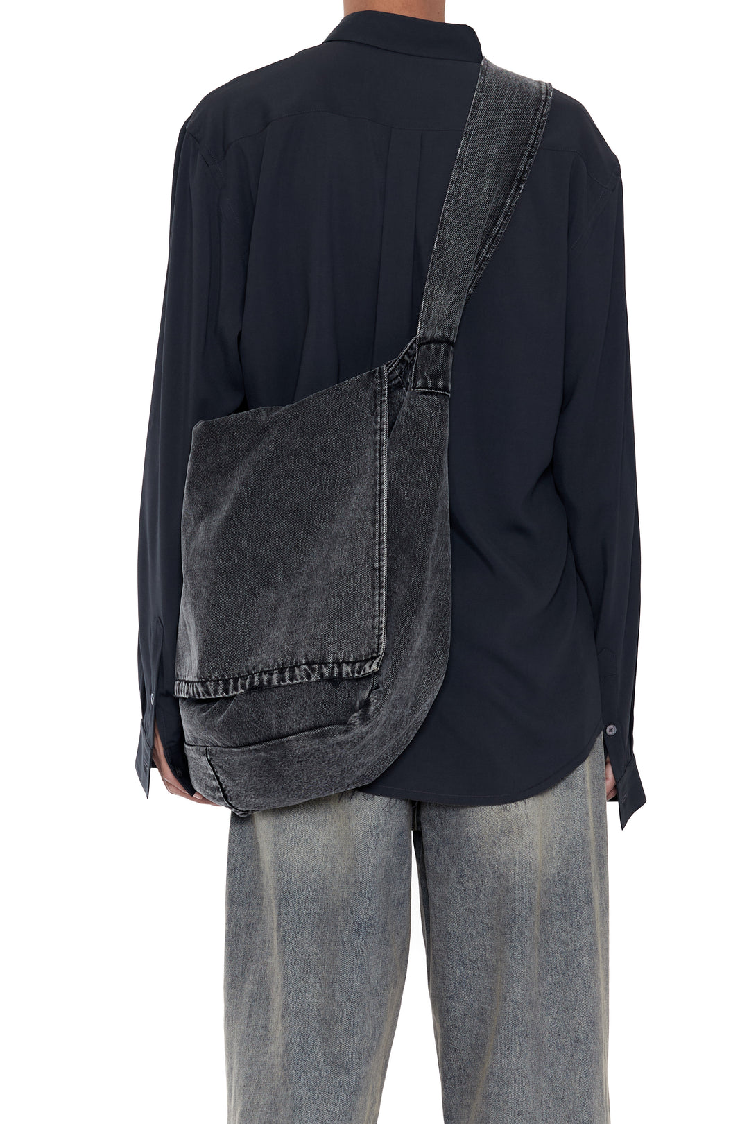 CODA / Black Acid Wash Denim Cross Body Bag