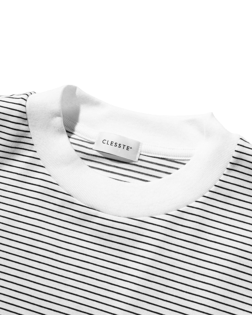 CLESSTE / 'C' Striped Massive T-Shirt With Drawstrings (White x Black)