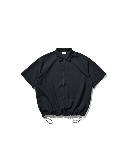 CLESSTE / Tropical Wool City S/S Half Zip Shirt (Navy)