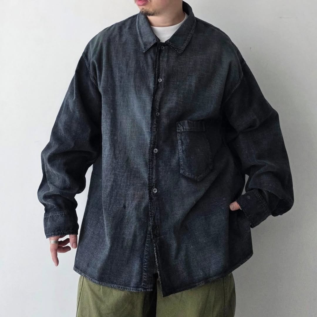 ANCELLM / Brushstroke Aging Shirt (Black)