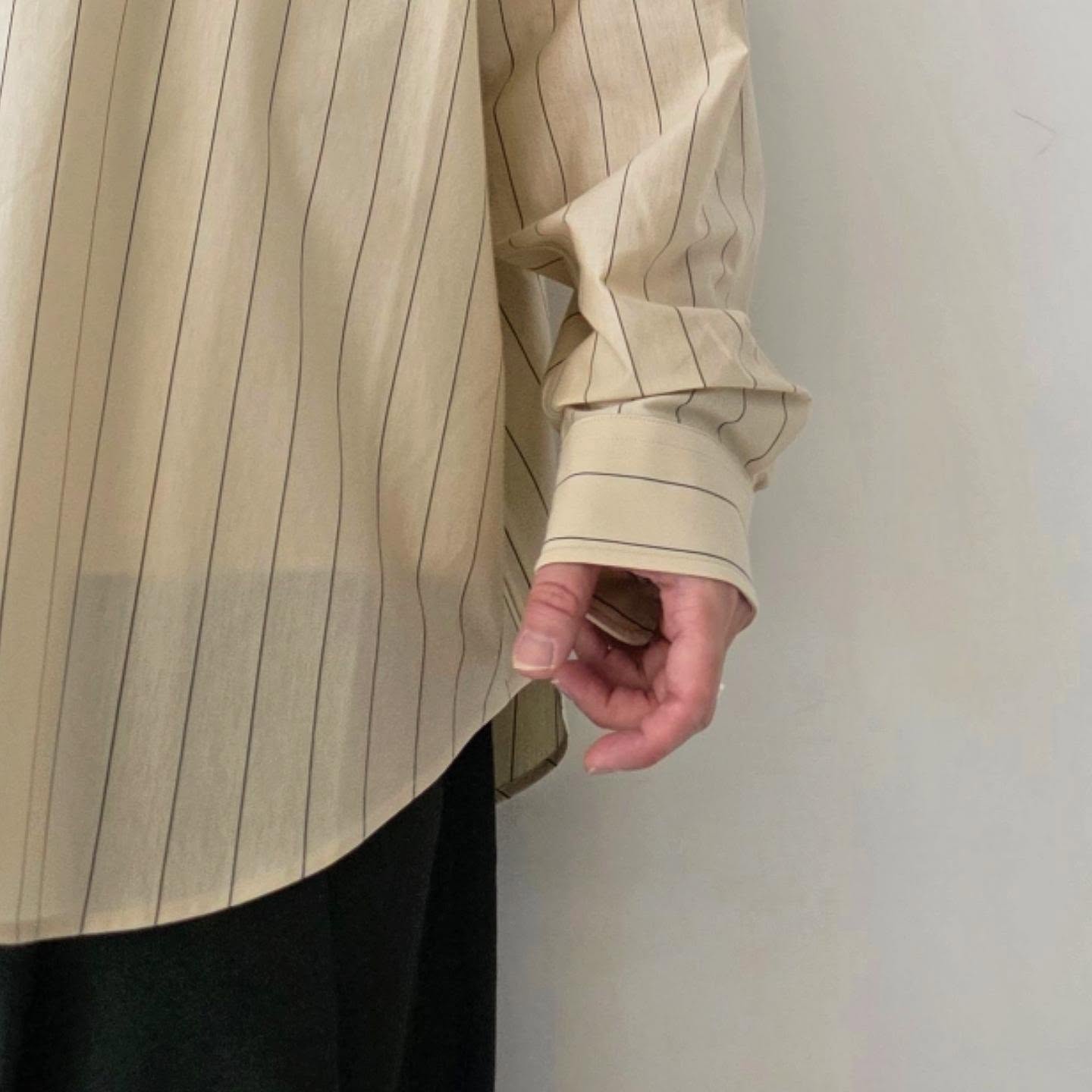 KANEMASA PHIL / 46G Atmosphere Stripe Shirt (Beige Navy)