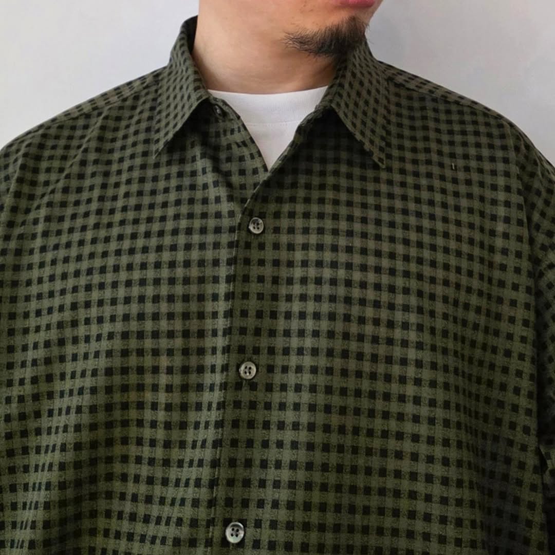 KANEMASA PHIL / 36G Atmosphere Check Shirt (Sterling Green)