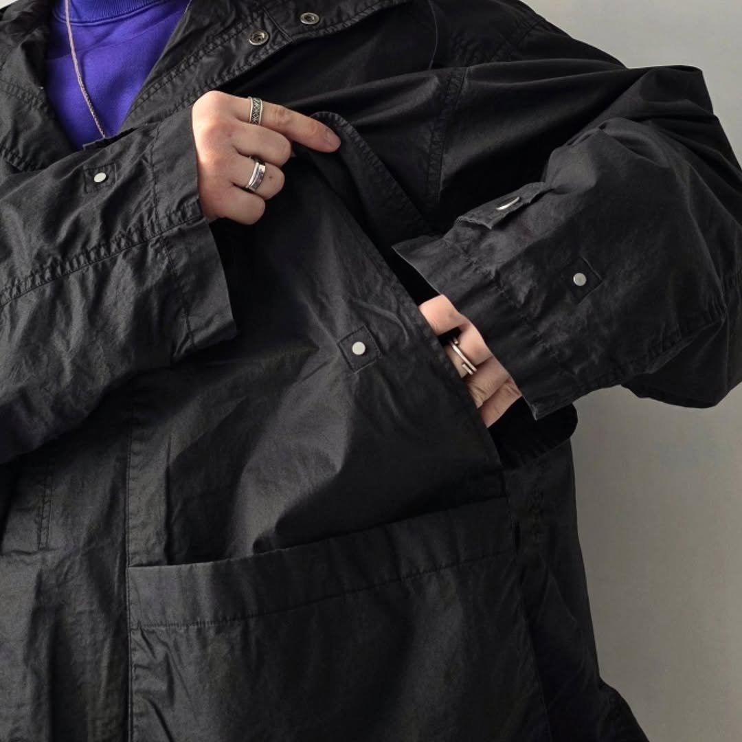 ANCELLM / Hooded Field Shirt Jacket (Black)