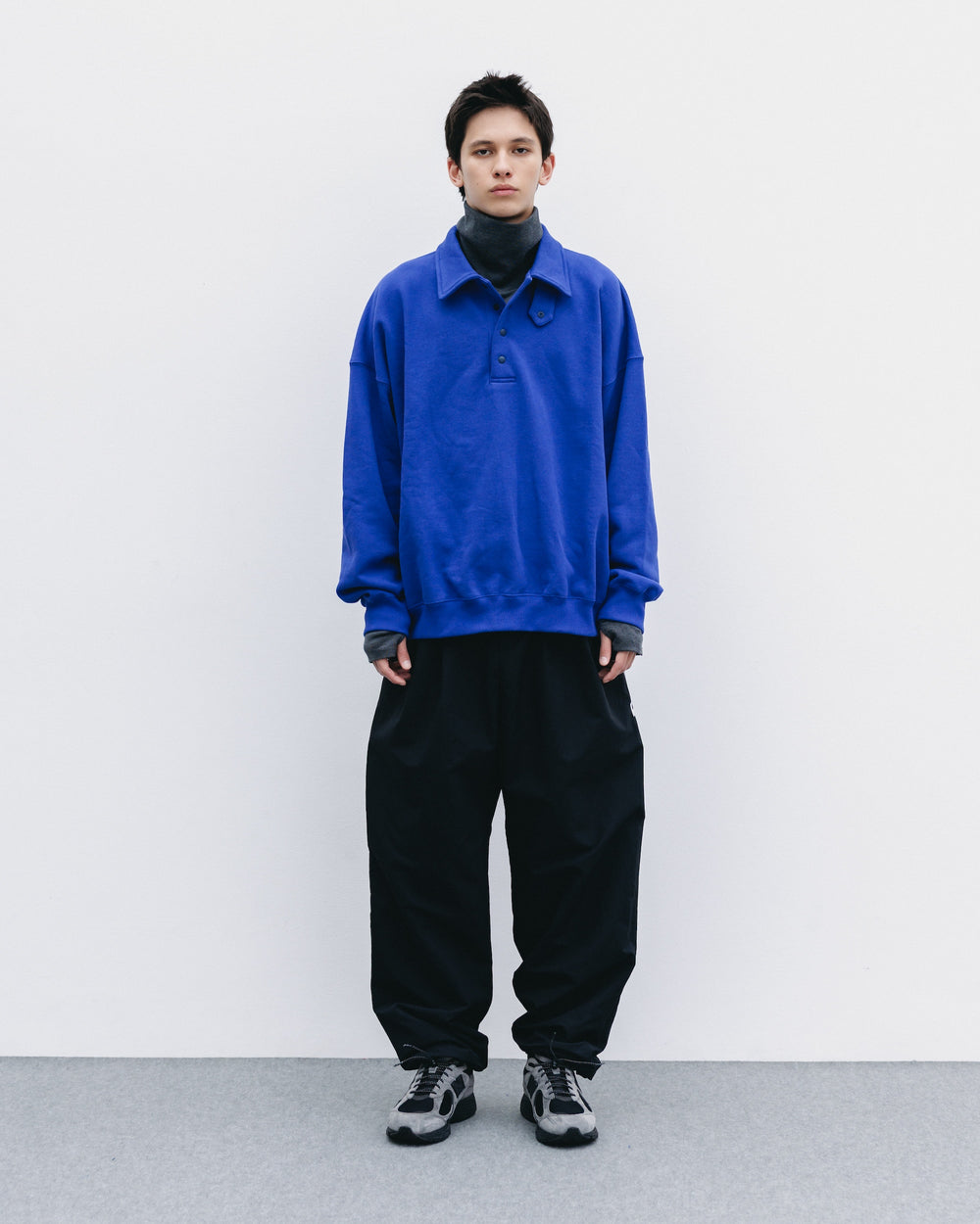 CLESSTE / Half Snap Sweat Shirt (Blue)