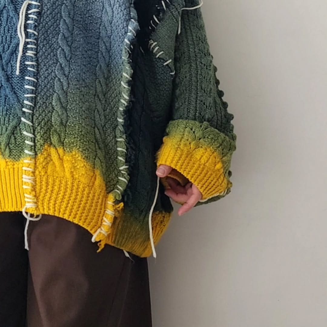 DISCOVERED / Tie Dye Fisherman Wide Knit (A) (Morning)