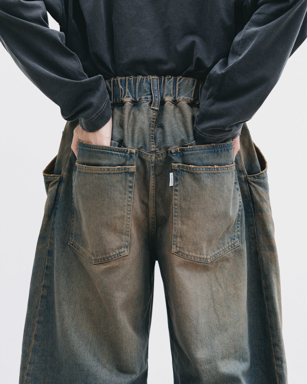 CLESSTE / Vintage Dyed Selvedge Denim Barrel Leg Pants (Vintage Brown)