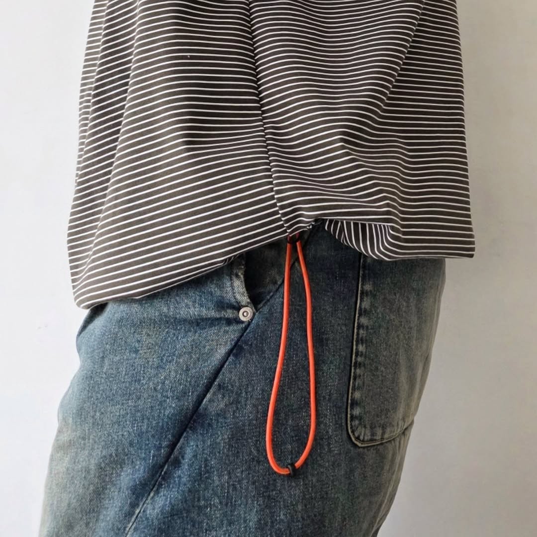 CLESSTE / 'C x Concept' Striped L/S T-Shirt With Drawstrings (Brown x White)