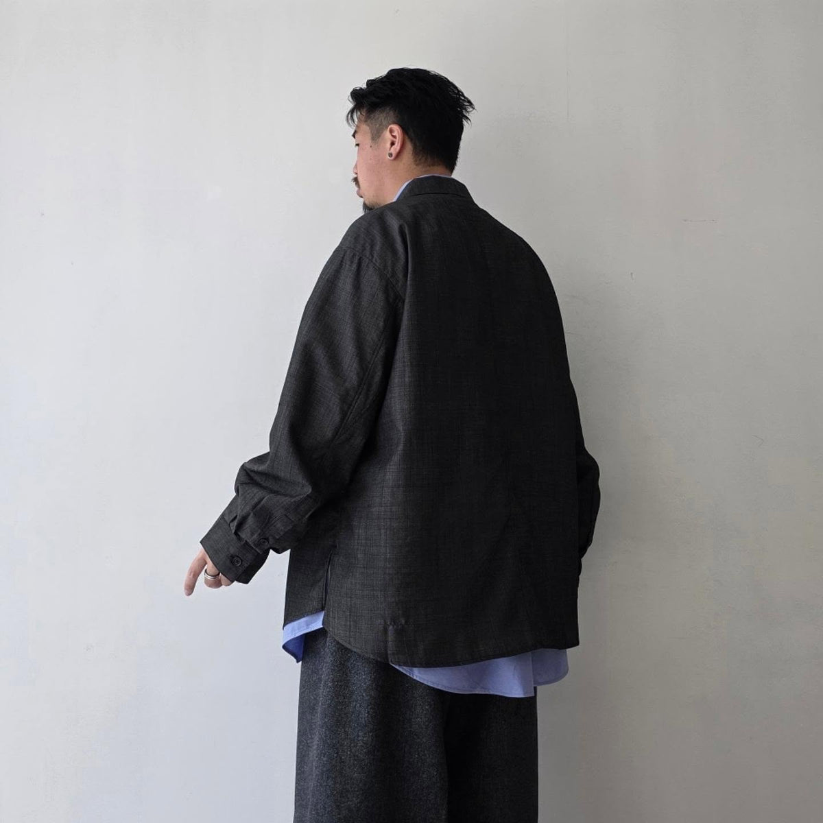 ANCELLM / Wool Hakeme Tailored Shirt (Black)