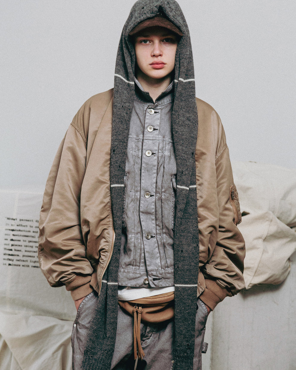 INNAT / Pigment Print Type-2 Trucker Jacket (Black)