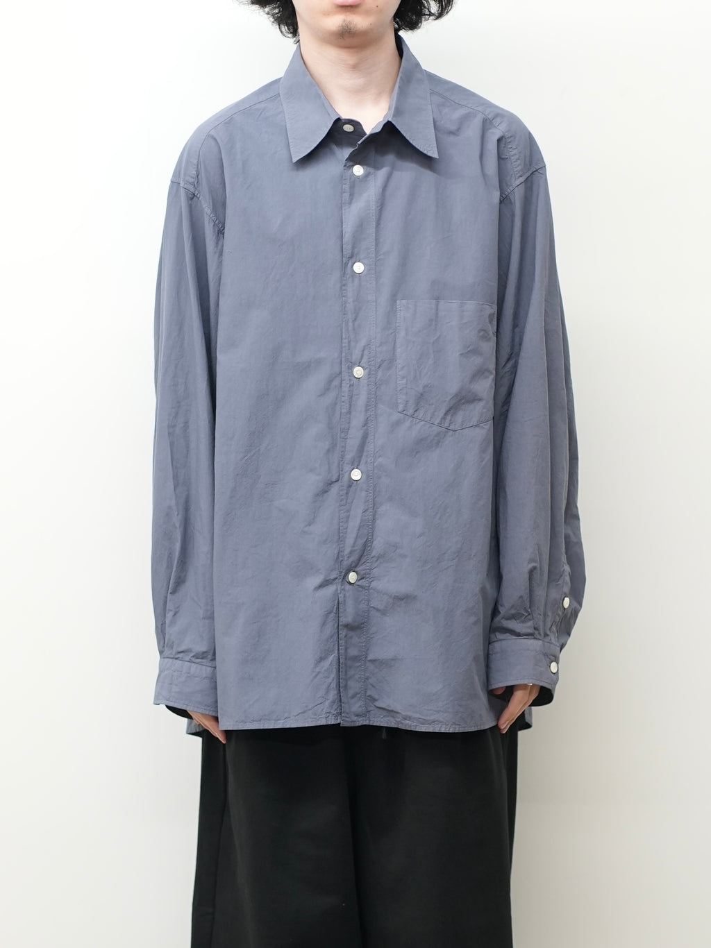 ANCELLM / Shrink Over Shirt (Navy)