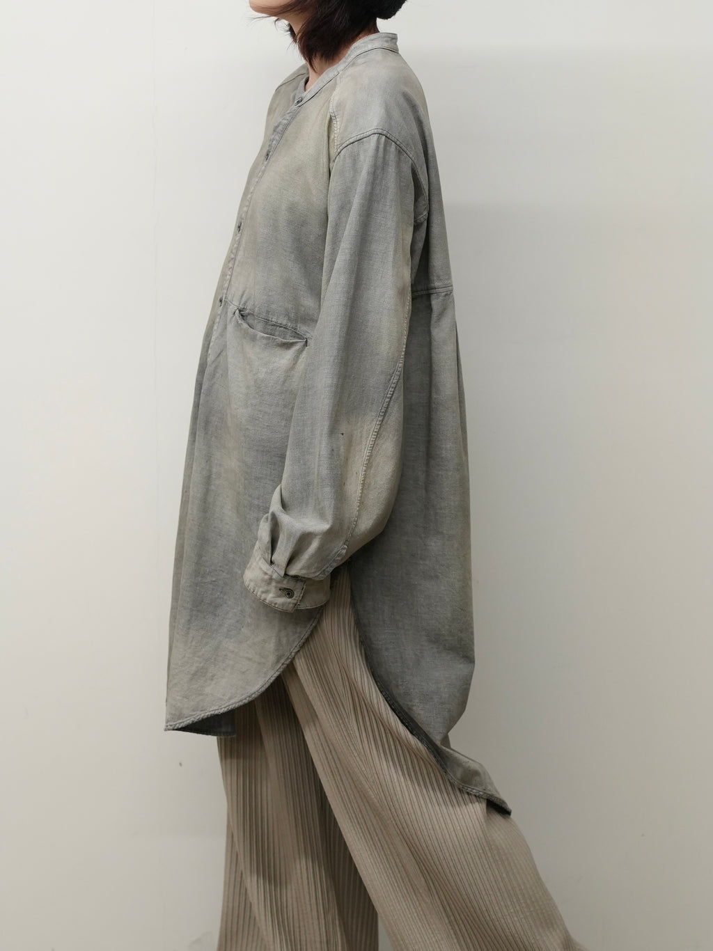 ANCELLM / Chambray Long Shirt Dress (Black)