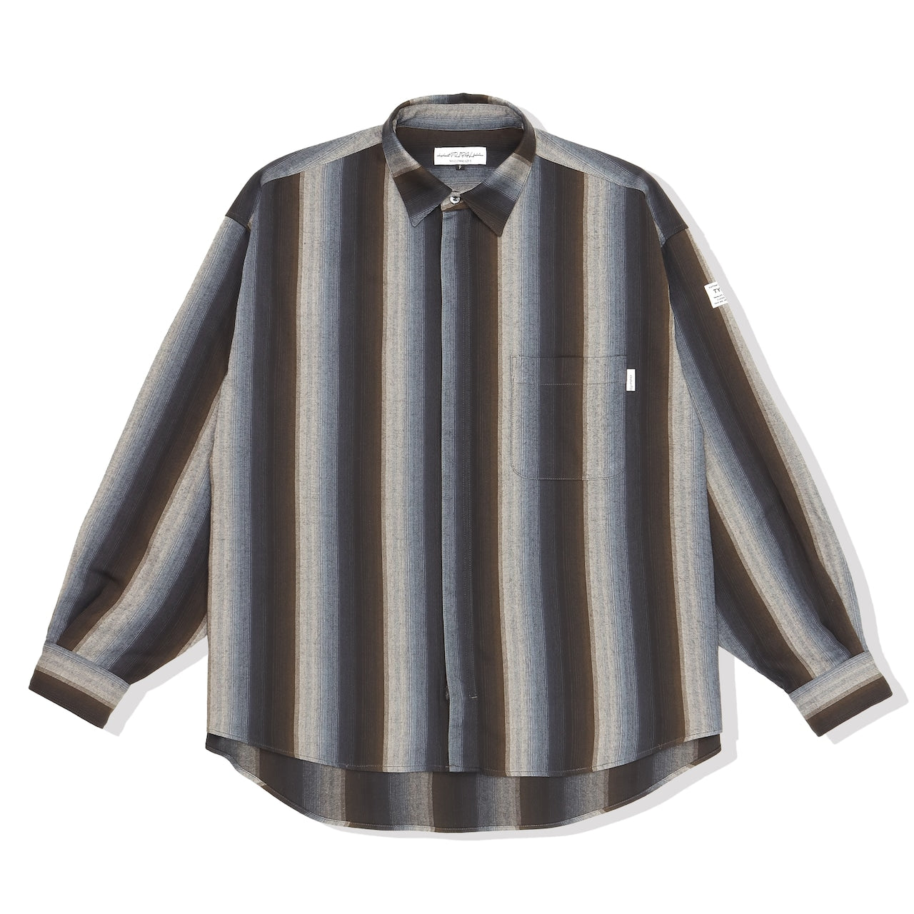 ELEPHANT TRIBAL FABRICS / Zip Ombre Stripe Shirt (Brown)