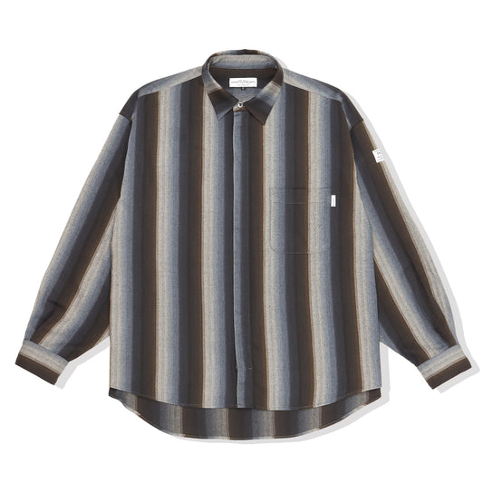 ELEPHANT TRIBAL FABRICS / Zip Ombre Stripe Shirt (Brown)