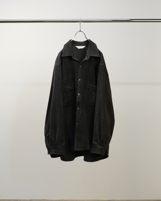 ANCELLM / Melange Wool Over Work Shirt (Black)