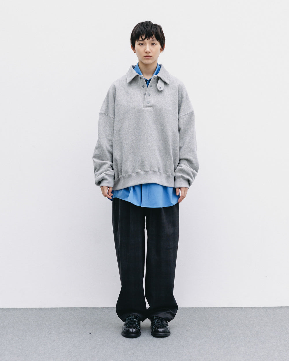 CLESSTE / Half Snap Sweat Shirt (Gray)