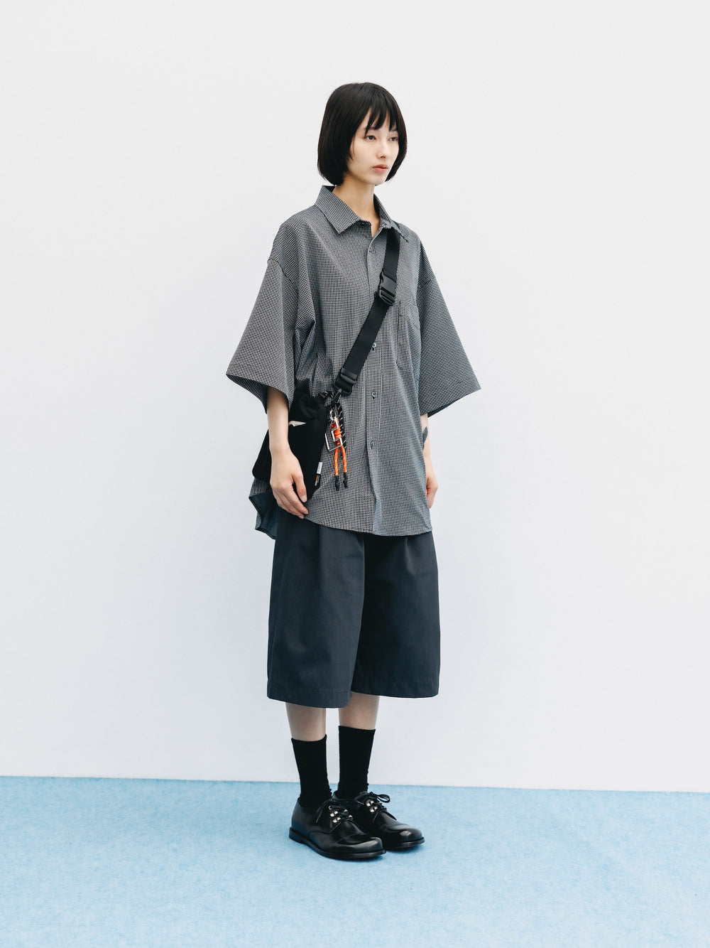 CLESSTE / Mini Grid Check 36G Knit Everyday S/S Shirt (Black x White)